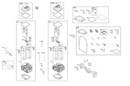 Cylinder Head Group Diagram and Parts List for 356447-0680-F1 200000 - 399999 Briggs and Stratton Engine
